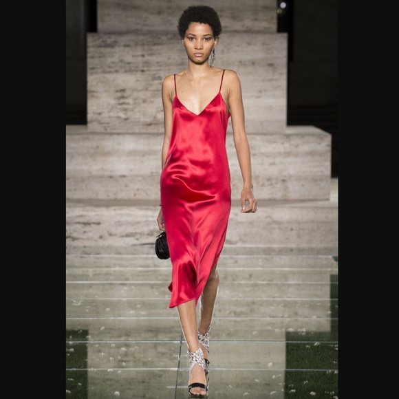 Salvatore Ferragamo 2018 SS Red Silk Midi Slip Dress size 6/IT 42 - Picture 1 of 11